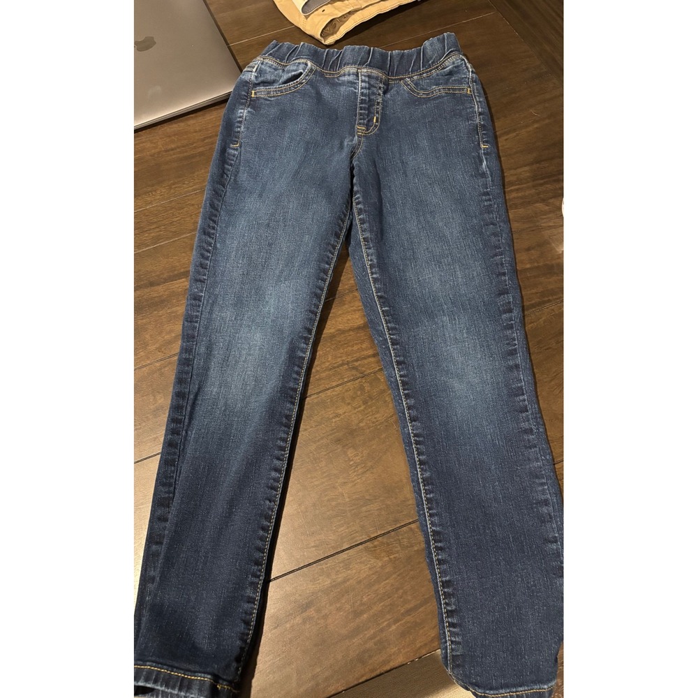 Cat & Jack Girls Size 10 Jeggings Blue Denim Pull On Elastic Waist Skinny Pants